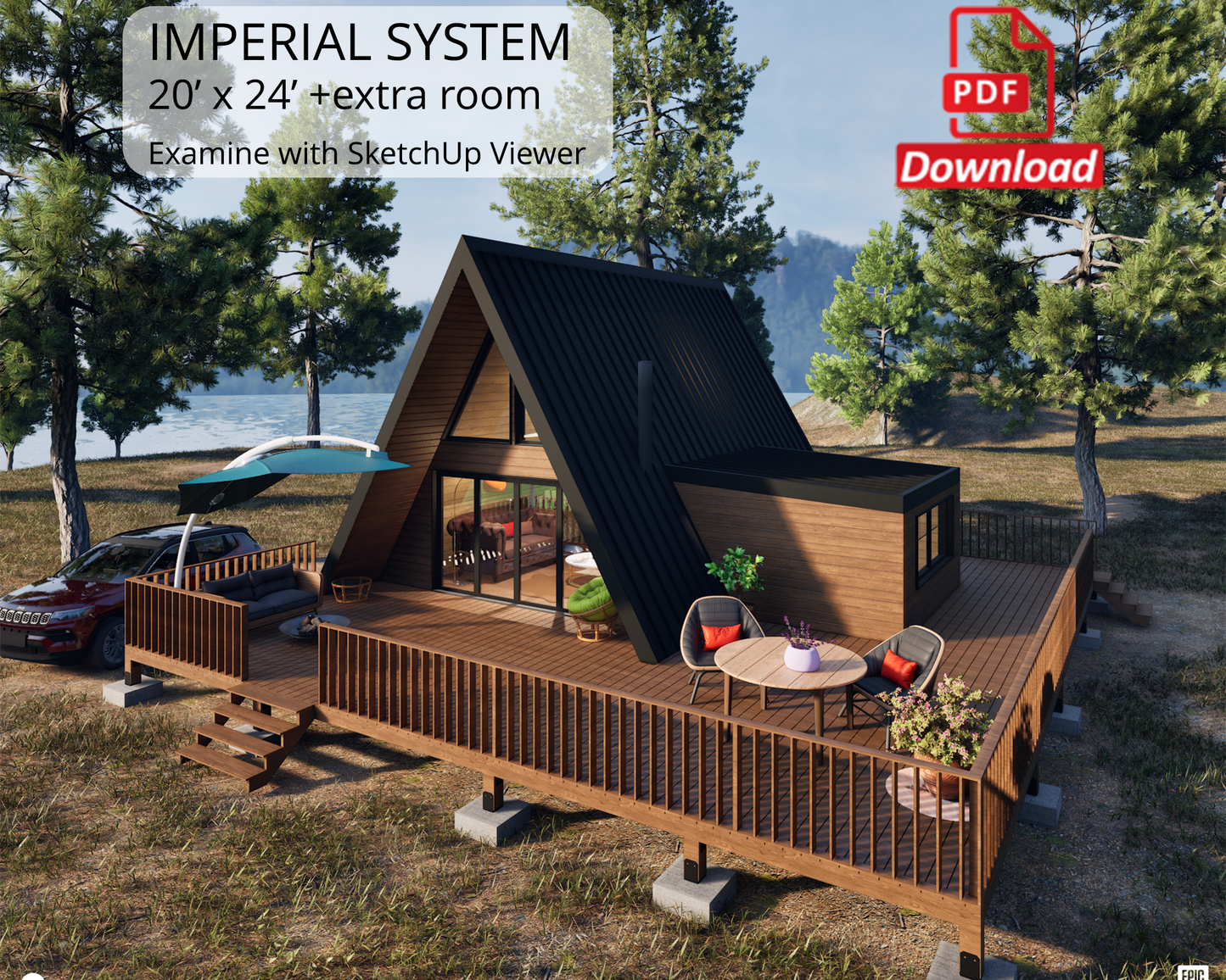20x24 A Frame Cabin Plan