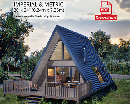 20x24 A Frame Tiny House Plan