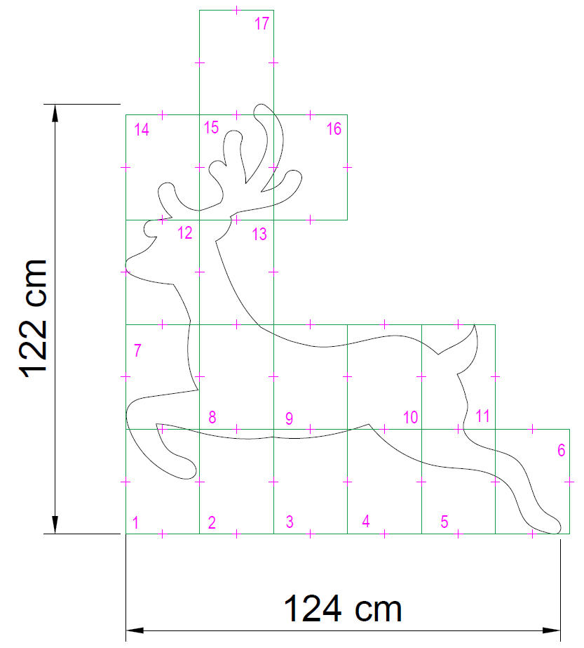 4ft Reindeer Calf / Baby Reindeer Silhouette Template (PDF)