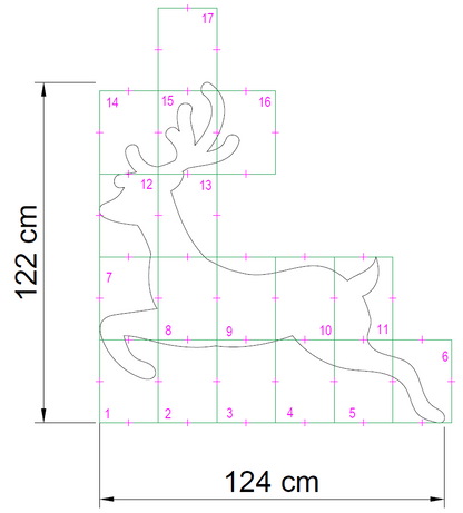 4ft Reindeer Calf / Baby Reindeer Silhouette Template (PDF)