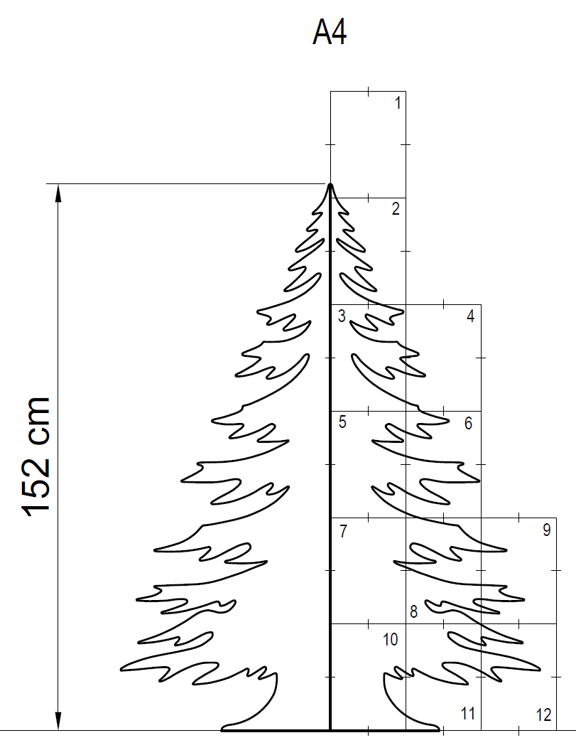 5ft Christmas Tree Silhouette Template (PDF)