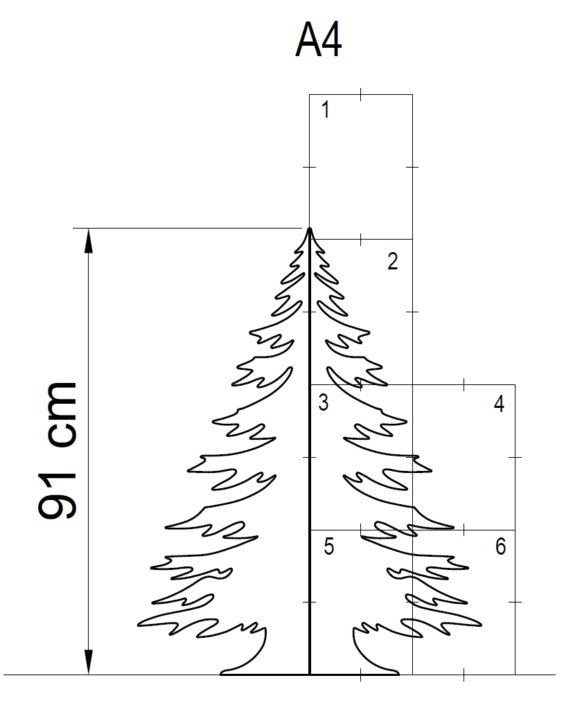 3ft Christmas Tree Silhouette Template (PDF)