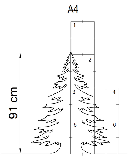 3ft Christmas Tree Silhouette Template (PDF)