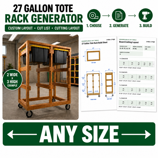 27 Gallon Tote Rack Plans Any Size | DIY Garage Storage Generator