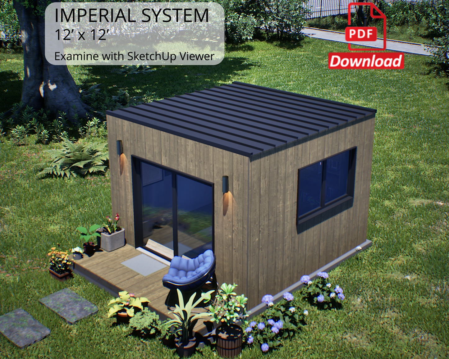 12x12 Small Cabin Plan