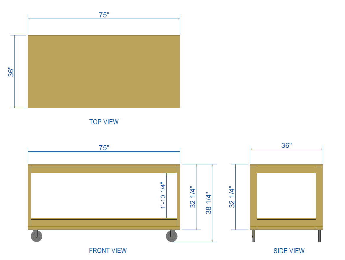 Workbench DIY Plans, Mobile Rolling Workbench, 2x4 Garage Work Table with Storage Shelf