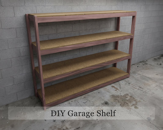 Garage Shelving Plans PDF | 4-Tier Garage Storage Shelves | 8 Ft DIY 2x4 & Plywood Shelf Plan