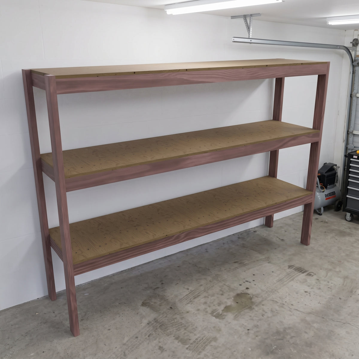Garage Storage Shelves Plans PDF | 8ft 3-Tier 2x4 Shelving Unit | DIY Workshop Shelf Plans