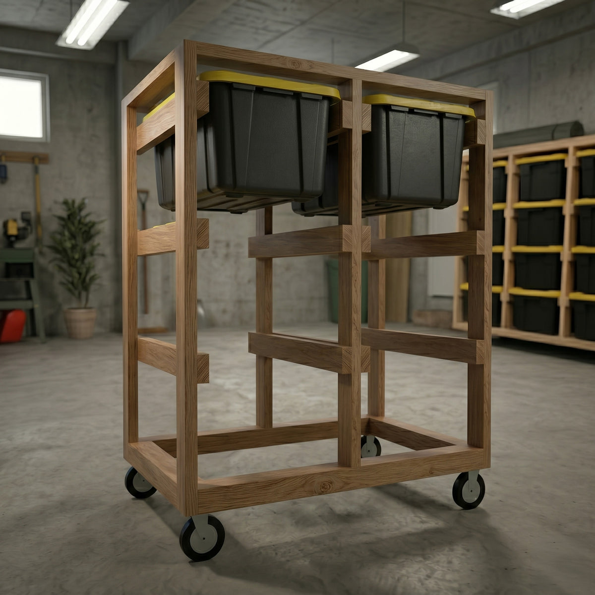 27 Gallon Tote Rack Plans Any Size | DIY Garage Storage Generator