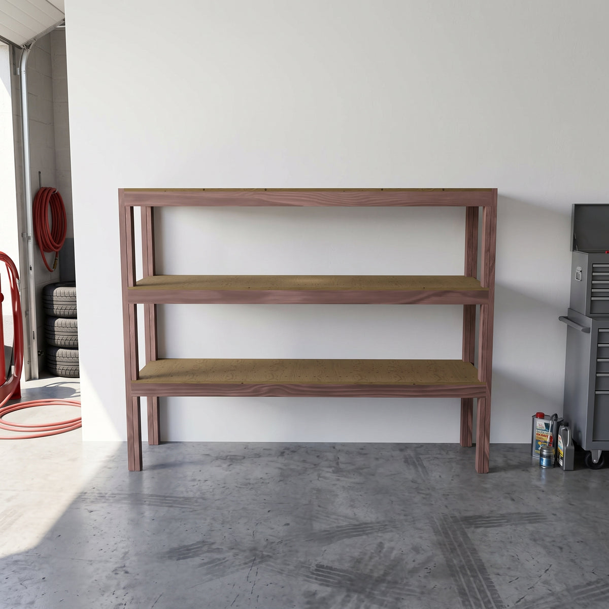 Garage Shelving Plans PDF | Reinforced 8ft Garage Storage Shelves | DIY 3-Tier Shelf Plans