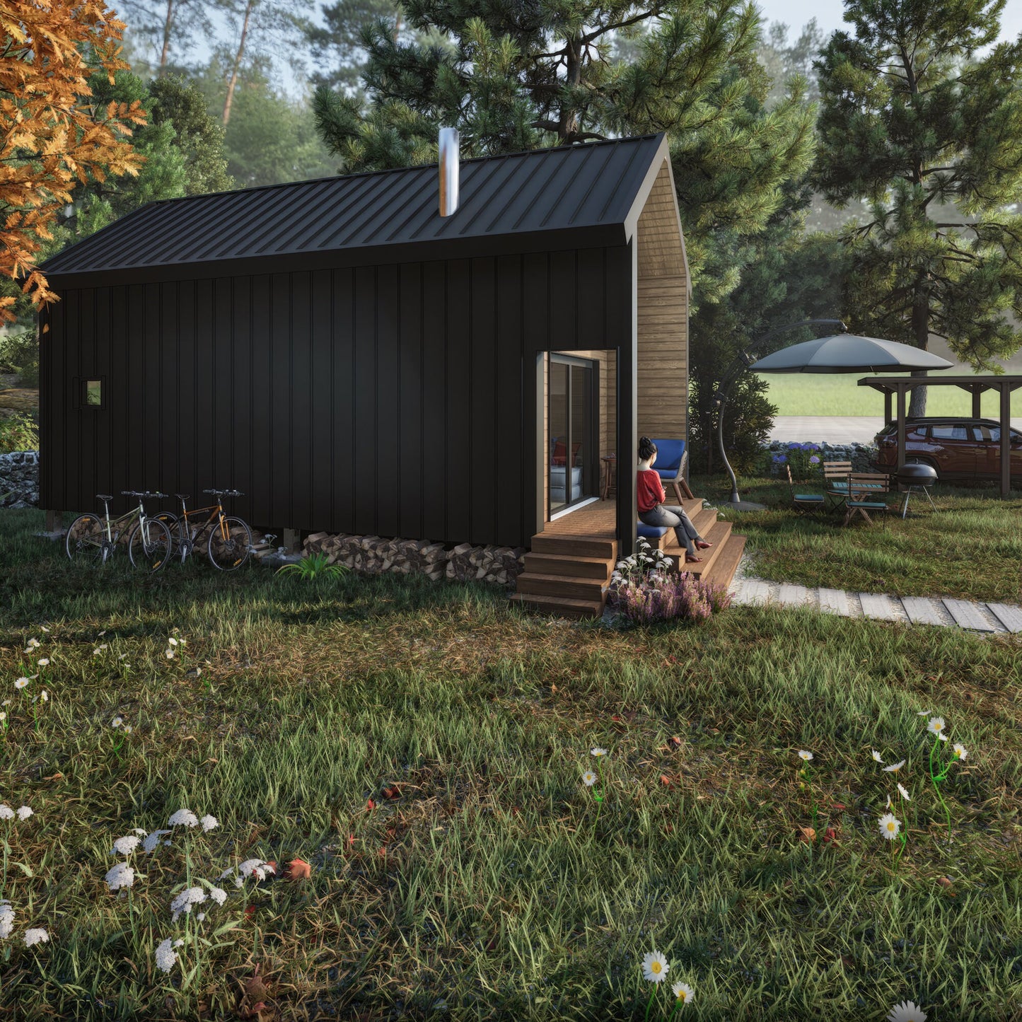 Tiny House Plans, 12x28 Tiny Home Plans, Modern Cabin House Plans, Small House Plans, Imperial & Metric, Vacation House Plans, two Shape Roof House Plan, Two Storey House Plan, Mezzanine House Plan, Budget-Friendly Cottage for Off-Grid Getaways