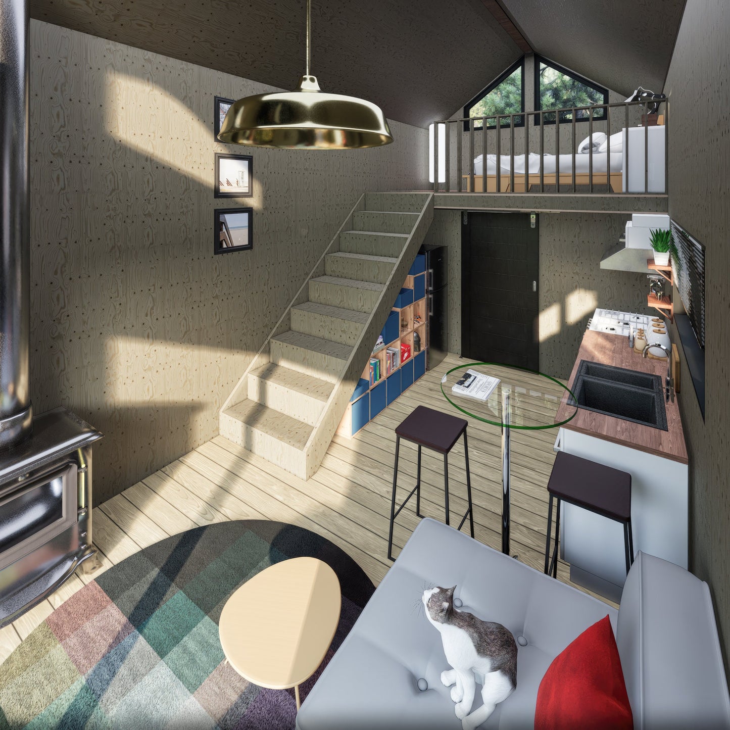 Tiny House Plans, 12x28 Tiny Home Plans, Modern Cabin House Plans, Small House Plans, Imperial & Metric, Vacation House Plans, two Shape Roof House Plan, Two Storey House Plan, Mezzanine House Plan, Budget-Friendly Cottage for Off-Grid Getaways