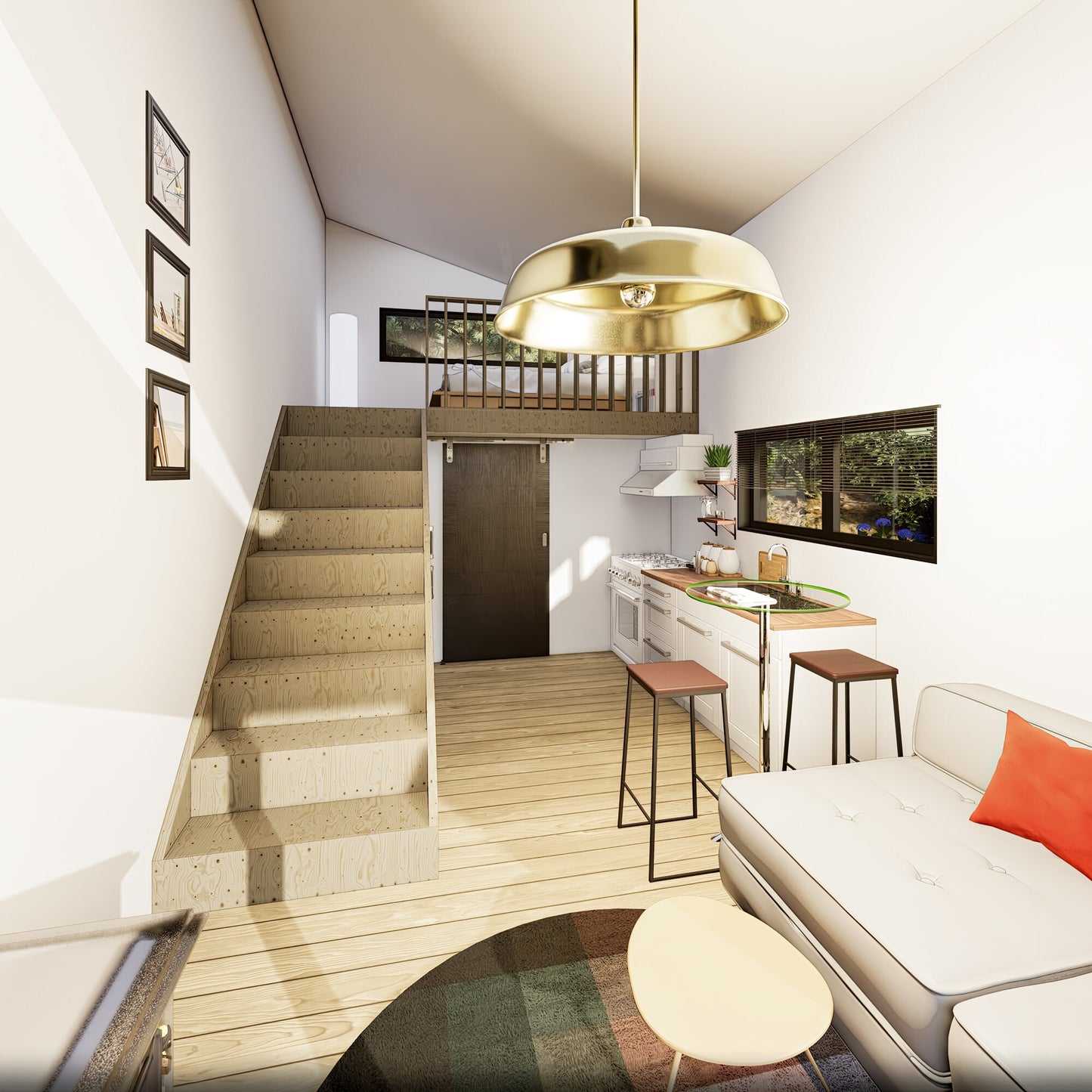 Tiny House Plans, 12x28 Tiny Home Plans, Modern Cabin House Plans, Small House Plans, Imperial & Metric, Vacation House Plans, Single Shape Roof House Plan, Two Storey House Plan, Mezzanine House Plan, Budget-Friendly Cottage for Off-Grid Getaways