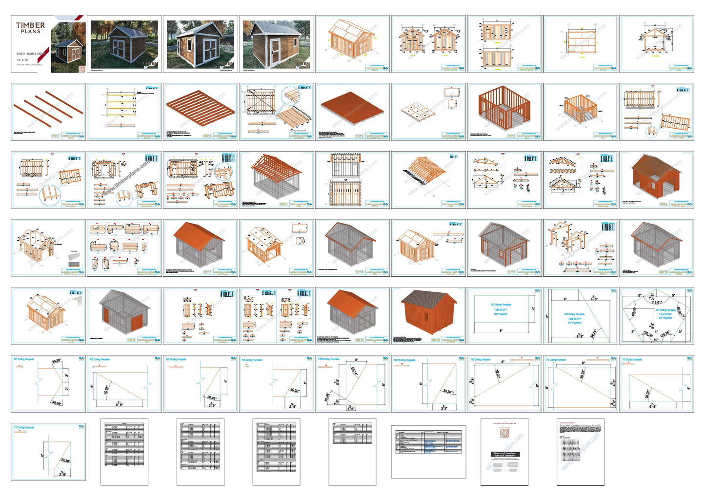 Garden Shed Plans, 12x16 Shed Plans, Barn Plans, Cabin Plans, Office Shed Plans, Backyard Shed Plan, Shed Blueprint DIY, 2 Door Shed, Storage Shed, Storage Barn Plan, Step by step build shed, easy to build shed plan, shed sketchup model, shed render