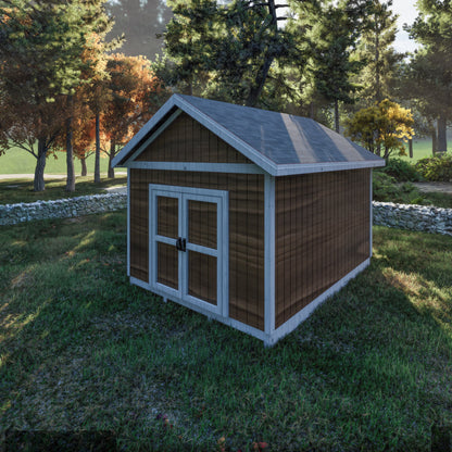 Garden Shed Plans, 12x16 Shed Plans, Barn Plans, Cabin Plans, Office Shed Plans, Backyard Shed Plan, Shed Blueprint DIY, 2 Door Shed, Storage Shed, Storage Barn Plan, Step by step build shed, easy to build shed plan, shed sketchup model, shed render