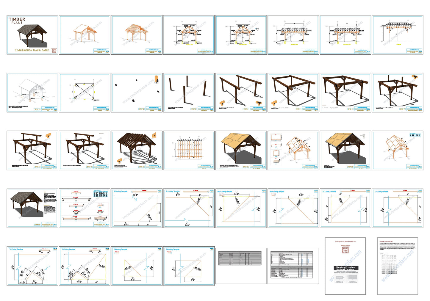 Gazebo Plan, Pavilion Plan, 12x16, Gable Roof, Wooden Carport DIY Blueprints with Material List and Cut List, village pavilion, garden pavilion, backyard pavilion,backyard gazebo plan, picnic gazebo plan, blueprint gazebo plan, blueprint pavilion