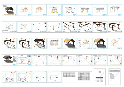 Gazebo Plan, Pavilion Plan, 12x16, Gable Roof, Wooden Carport DIY Blueprints with Material List and Cut List, village pavilion, garden pavilion, backyard pavilion,backyard gazebo plan, picnic gazebo plan, blueprint gazebo plan, blueprint pavilion