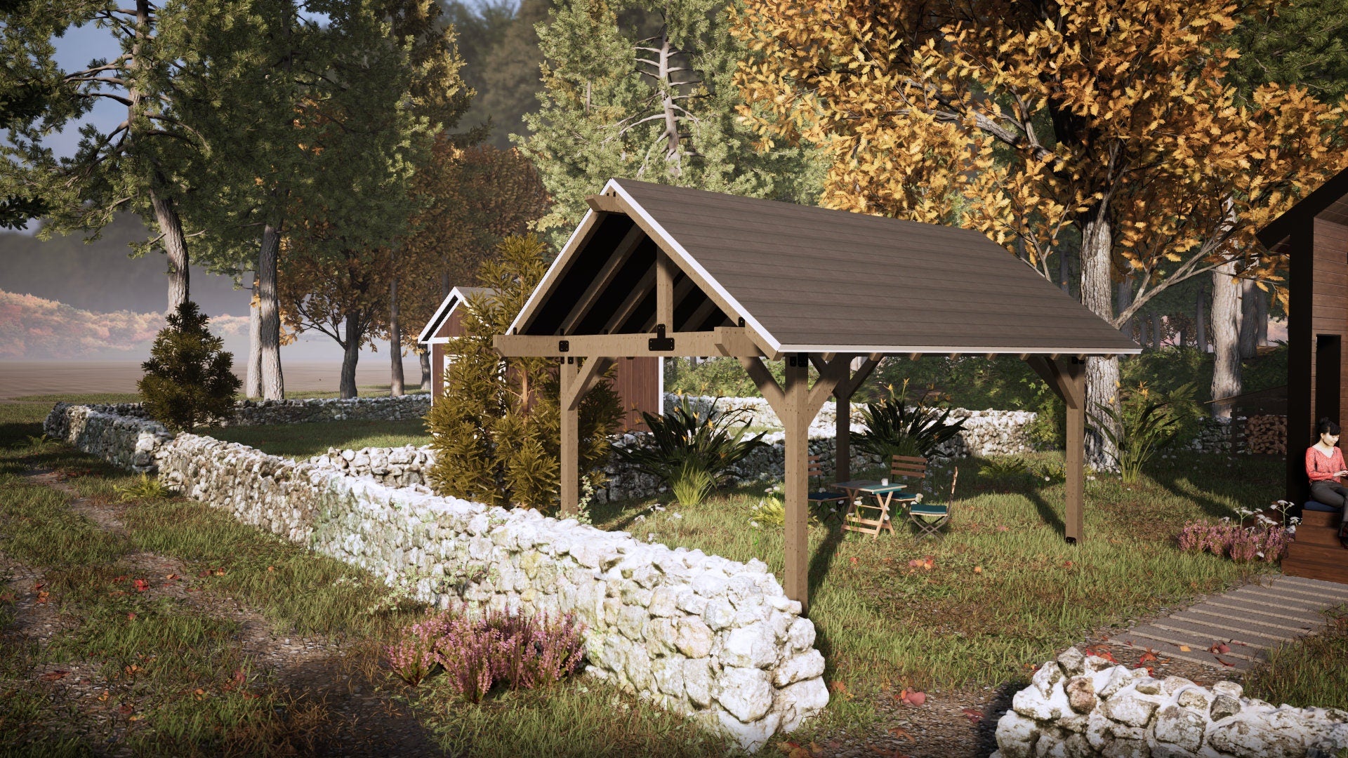 Gazebo Plan, Pavilion Plan, 12x16, Gable Roof, Wooden Carport DIY Blueprints with Material List and Cut List, village pavilion, garden pavilion, backyard pavilion,backyard gazebo plan, picnic gazebo plan, blueprint gazebo plan, blueprint pavilion