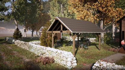 Gazebo Plan, Pavilion Plan, 12x16, Gable Roof, Wooden Carport DIY Blueprints with Material List and Cut List, village pavilion, garden pavilion, backyard pavilion,backyard gazebo plan, picnic gazebo plan, blueprint gazebo plan, blueprint pavilion