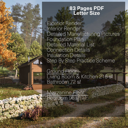 Tiny House Plans, 12x28 Tiny Home Plans, Modern Cabin House Plans, Small House Plans, Imperial & Metric, Vacation House Plans, two Shape Roof House Plan, Two Storey House Plan, Mezzanine House Plan, Budget-Friendly Cottage for Off-Grid Getaways