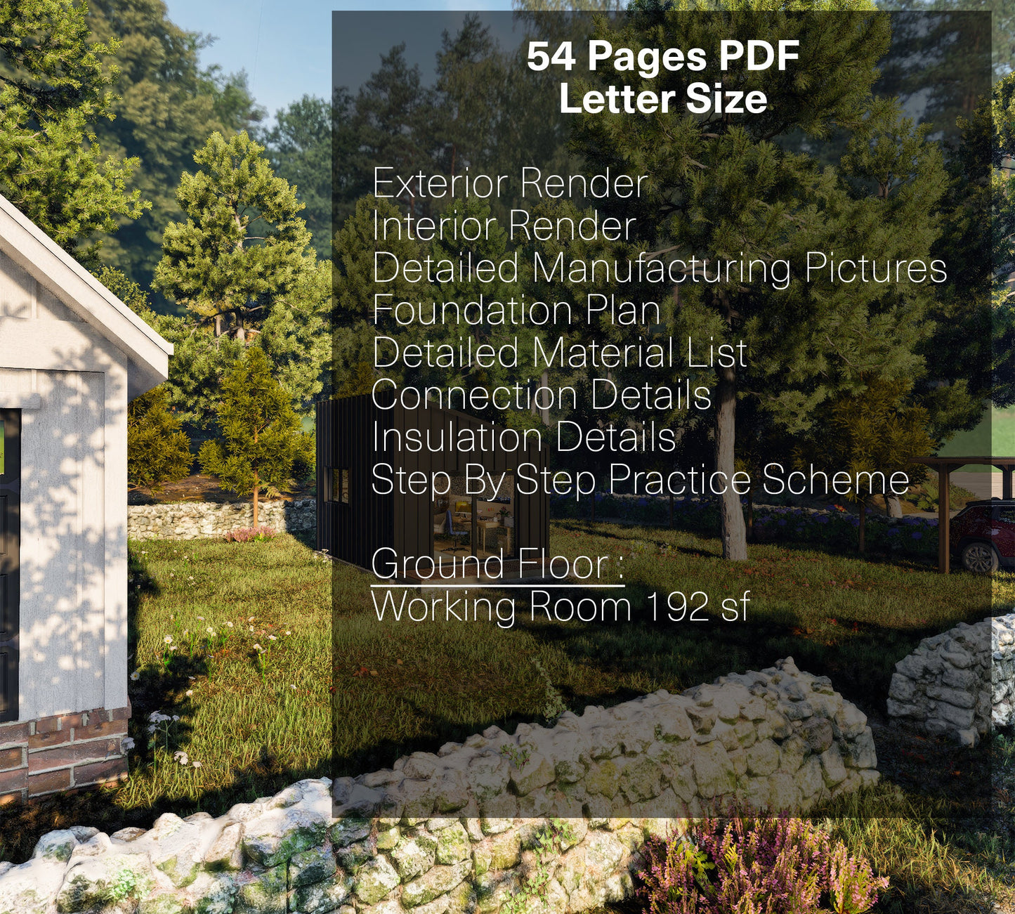 Tiny House Office Plan, 12x16 Office, Small Office Plans, Garden Study Room Plan, Backyard Office Plan, Modern Garden Room Plan, easy to build tiny office plan, Child Play house, garden play house plans, small shed plan, Office blueprint plan