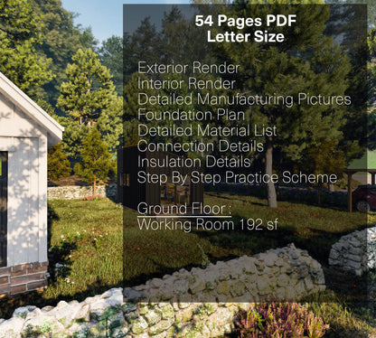 Tiny House Office Plan, 12x16 Office, Small Office Plans, Garden Study Room Plan, Backyard Office Plan, Modern Garden Room Plan, easy to build tiny office plan, Child Play house, garden play house plans, small shed plan, Office blueprint plan