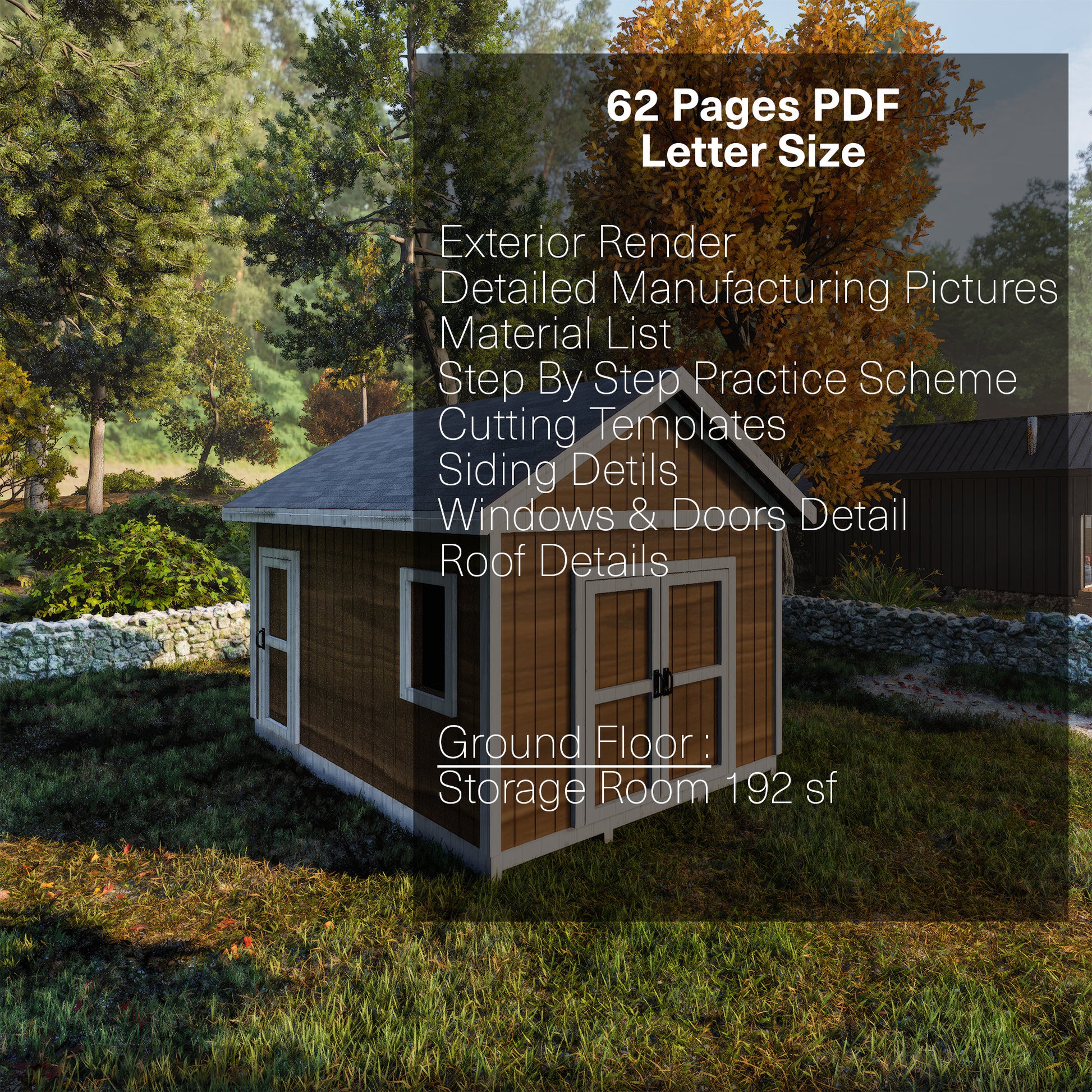 Garden Shed Plans, 12x16 Shed Plans, Barn Plans, Cabin Plans, Office Shed Plans, Backyard Shed Plan, Shed Blueprint DIY, 2 Door Shed, Storage Shed, Storage Barn Plan, Step by step build shed, easy to build shed plan, do it yourself plans