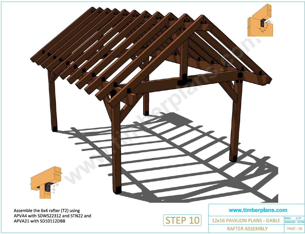 Gazebo Plan, Pavilion Plan, 12x16, Gable Roof, Wooden Carport DIY Blueprints with Material List and Cut List, village pavilion, garden pavilion, backyard pavilion,backyard gazebo plan, picnic gazebo plan, blueprint gazebo plan, blueprint pavilion