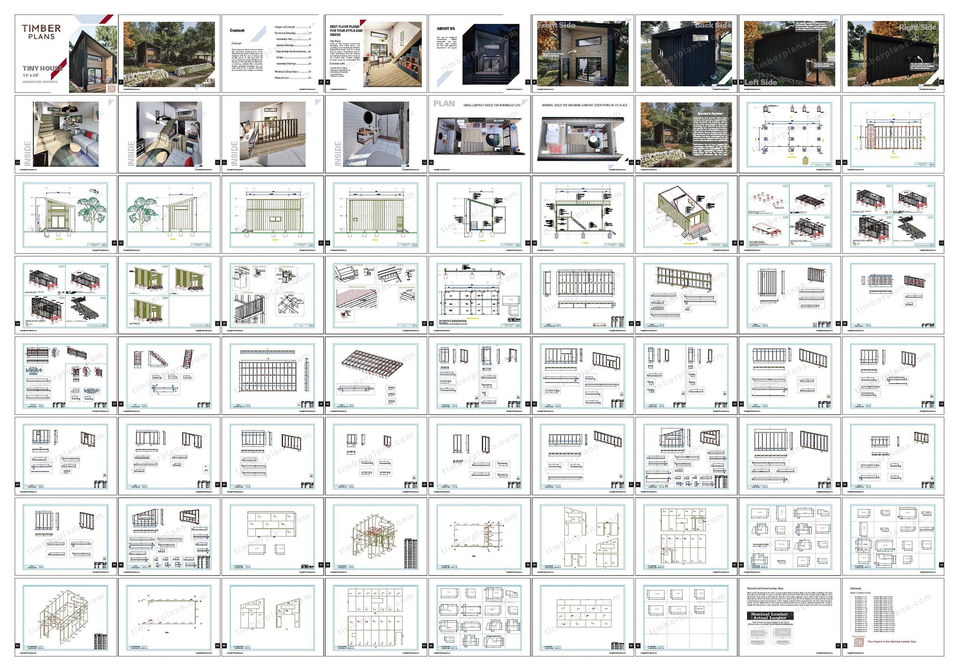 Tiny House Plans, 12x28 Tiny Home Plans, Modern Cabin House Plans, Small House Plans, Imperial & Metric, Vacation House Plans, Single Shape Roof House Plan, Two Storey House Plan, Mezzanine House Plan, Budget-Friendly Cottage for Off-Grid Getaways