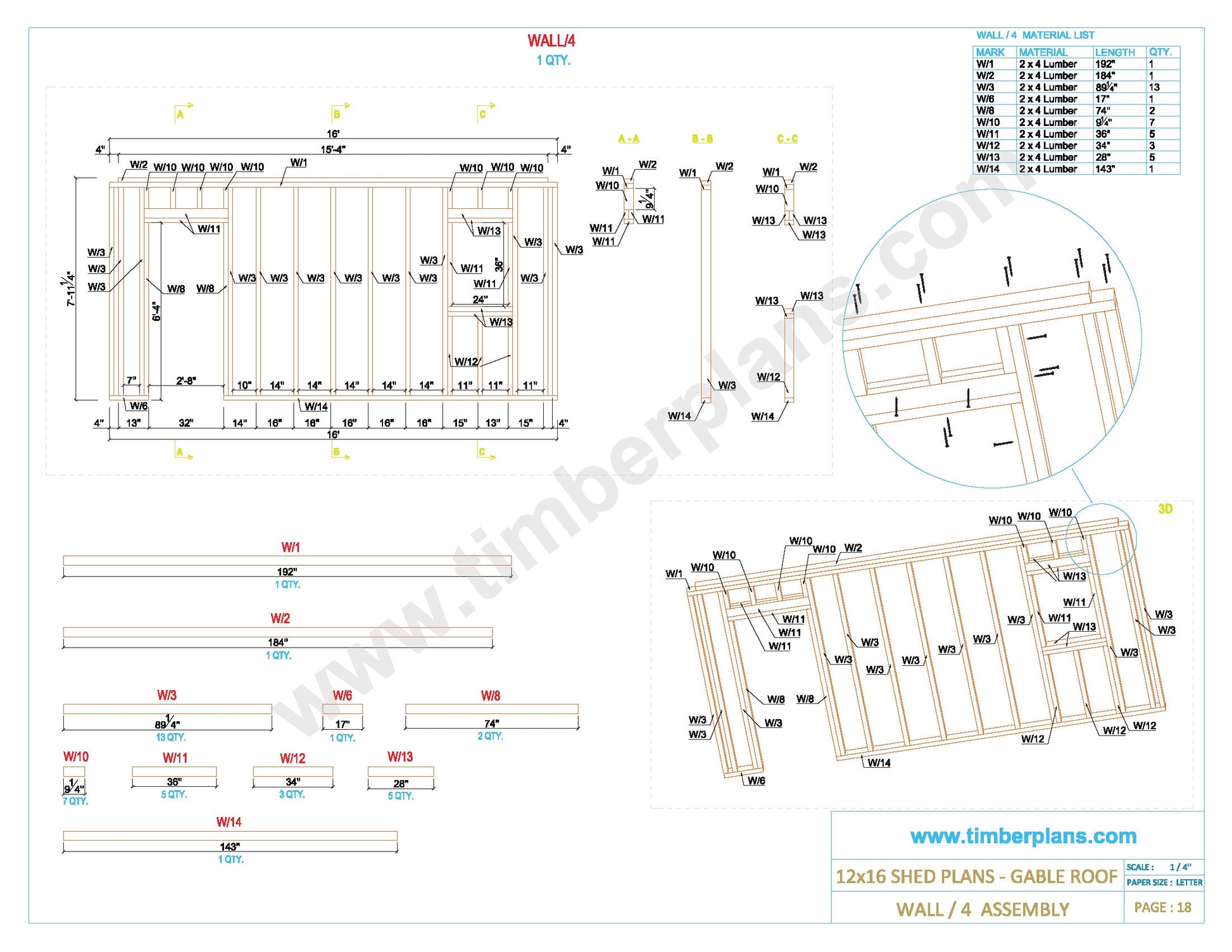 Garden Shed Plans, 12x16 Shed Plans, Barn Plans, Cabin Plans, Office Shed Plans, Backyard Shed Plan, Shed Blueprint DIY, 2 Door Shed, Storage Shed, Storage Barn Plan, Step by step build shed, easy to build shed plan, shed sketchup model, shed render