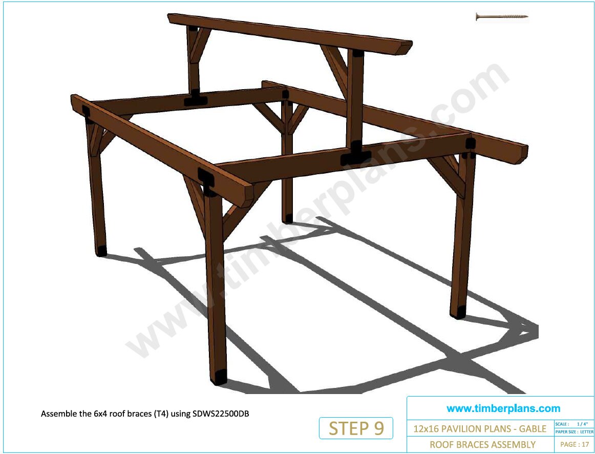 Gazebo Plan, Pavilion Plan, 12x16, Gable Roof, Wooden Carport DIY Blueprints with Material List and Cut List, village pavilion, garden pavilion, backyard pavilion,backyard gazebo plan, picnic gazebo plan, blueprint gazebo plan, blueprint pavilion