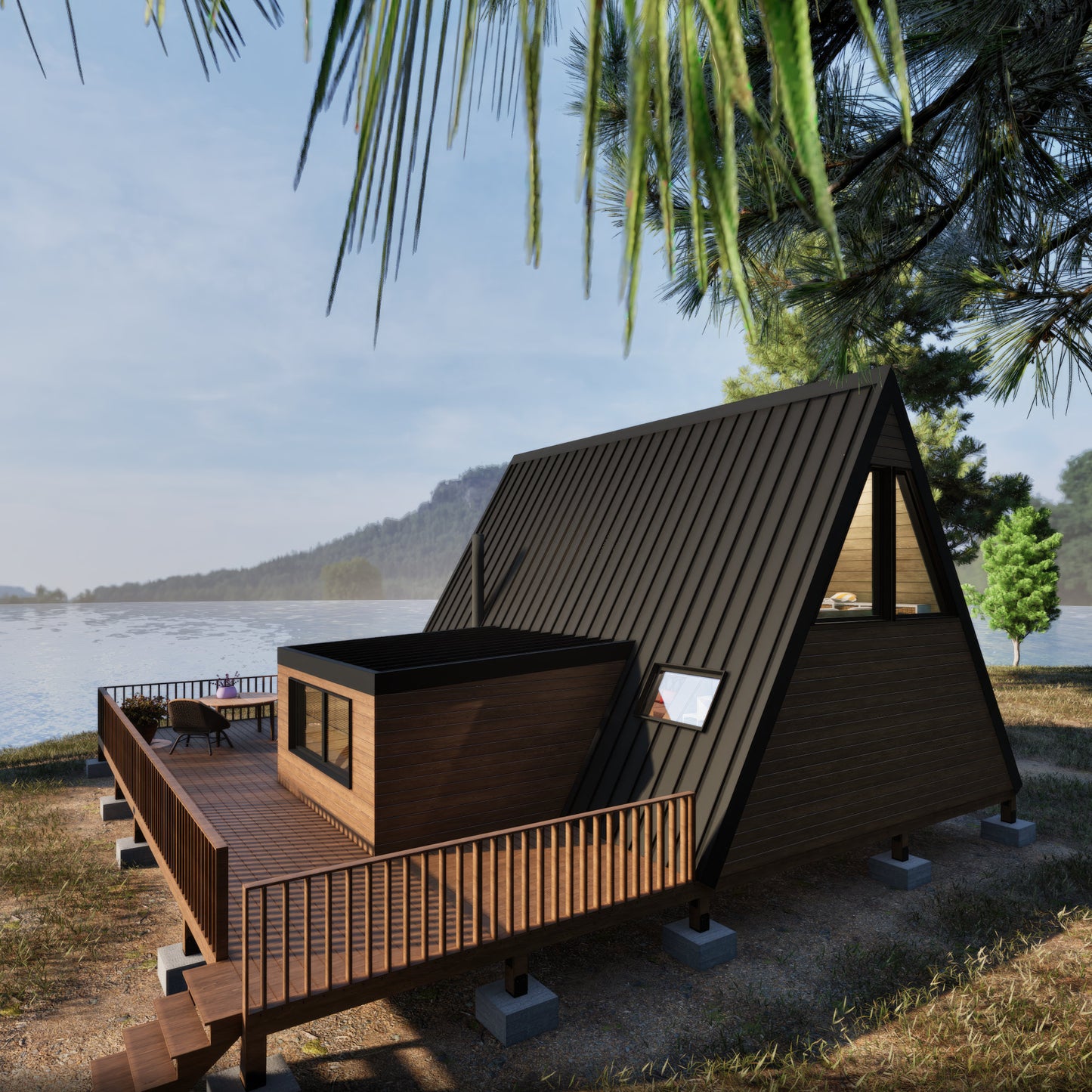 A Frame Cabin Plan, Tiny Home Plans, Large Tiny House Plan, Modern Cabin Plans, 20&#39;x24&#39; A Frame Tiny House Plan