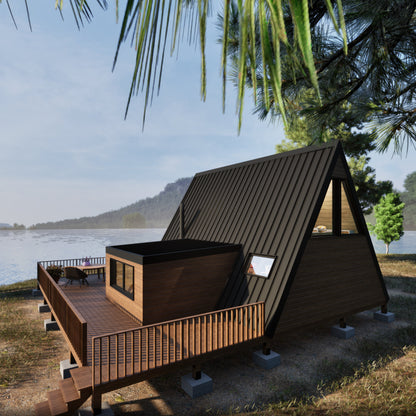 A Frame Cabin Plan, Tiny Home Plans, Large Tiny House Plan, Modern Cabin Plans, 20&#39;x24&#39; A Frame Tiny House Plan