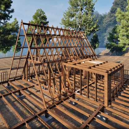 Modern A-Frame Tiny House Plan, A Frame Cabin Plans, Modern A-Frame House Plan | Custom A-Frame Cabin Plans for Tinyhouse Living, A Frame Tiny House Plan, Blueprint pdf plan, Aframe House, Small House Plan, Modern Cabin Plan, A-Frame construction