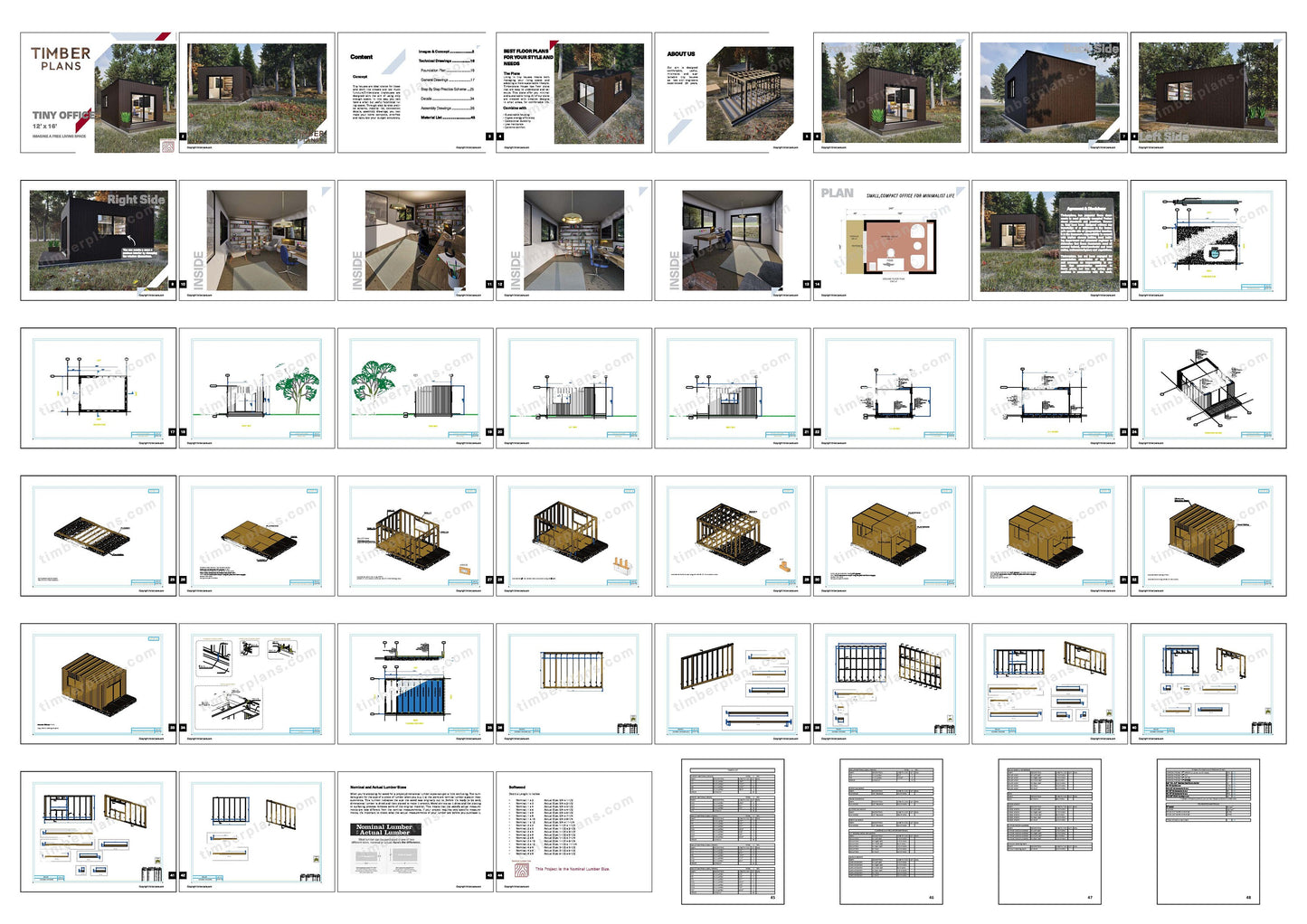 Tiny House Office Plan, 12x16 Office, Small Office Plans, Garden Study Room Plan, Backyard Office Plan, Modern Garden Room Plan, easy to build tiny office plan, Child Play house, garden play house plans, small shed plan, Office blueprint plan