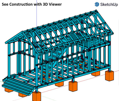 Tiny House Plans, 12x28 Tiny Home Plans, Modern Cabin House Plans, Small House Plans, Imperial & Metric, Vacation House Plans, two Shape Roof House Plan, Two Storey House Plan, Mezzanine House Plan, tiny cabin sketchup model