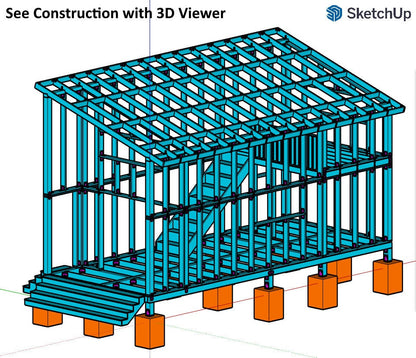 Tiny House Plans, 12x28 Tiny Home Plans, Modern Cabin House Plans, Small House Plans, Imperial & Metric, Vacation House Plans, Single Shape Roof House Plan, Two Storey House Plan, Mezzanine House Plan, tiny house sketchup model