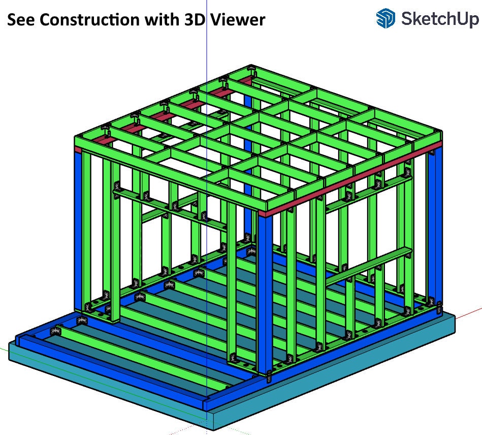 Tiny House Office Plan, 12x12 Office, Small Office Plans, Garden Study Room Plan, Backyard Office Plan, Modern Garden Room Plan, easy to build tiny office plan, Child Play house, garden play house plans, small shed plan, Office sketchup model