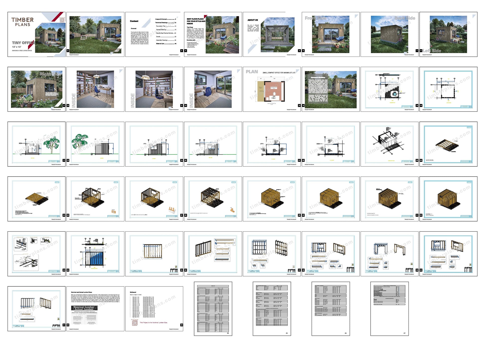 Tiny House Office Plan, 12x12 Office, Small Office Plans, Garden Study Room Plan, Backyard Office Plan, Modern Garden Room Plan, easy to build tiny office plan, Child Play house, garden play house plans, small shed plan, Office step by step plan