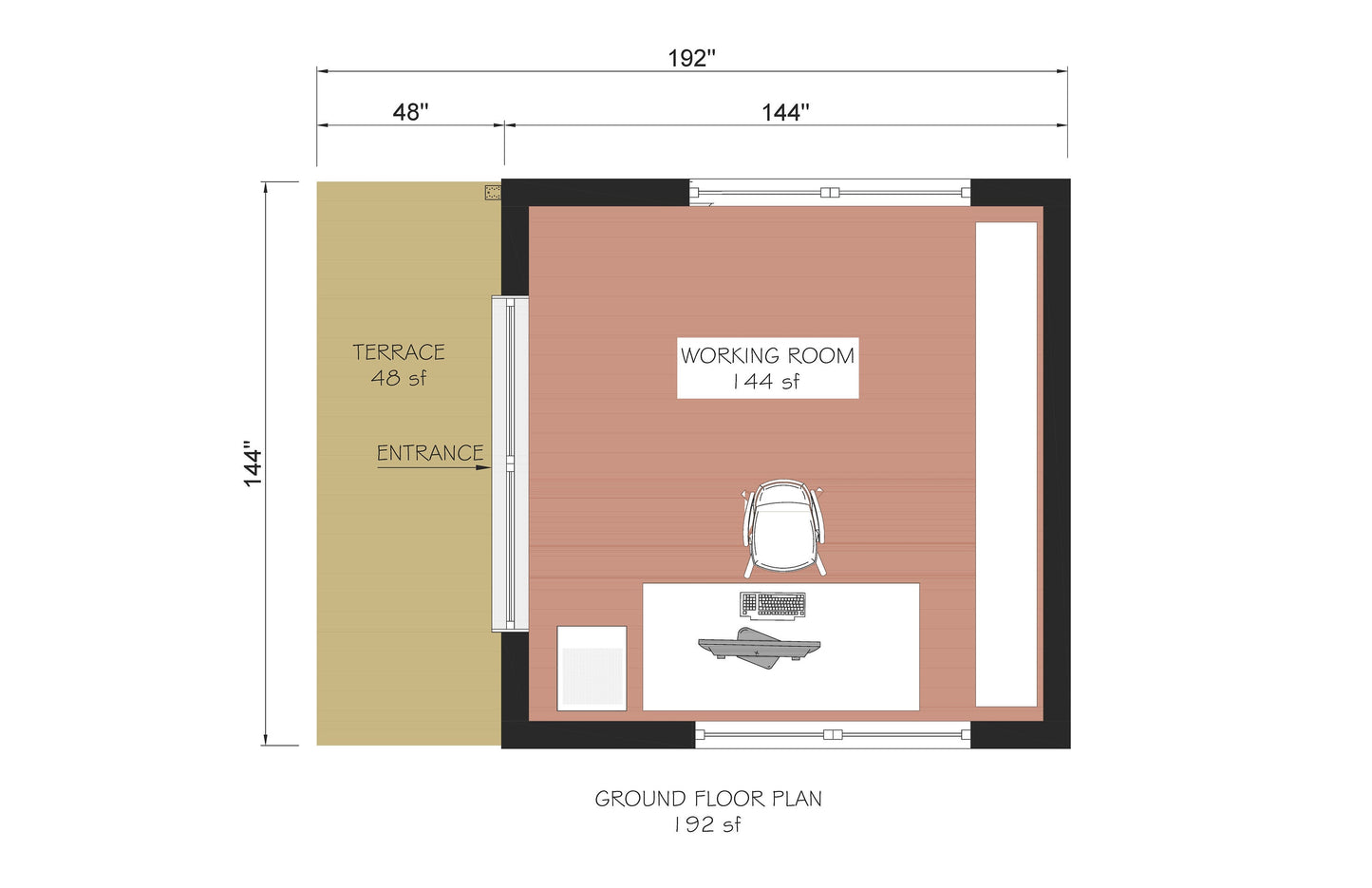 Tiny House Office Plan, 12x12 Office, Small Office Plans, Garden Study Room Plan, Backyard Office Plan, Modern Garden Room Plan, easy to build tiny office plan, Child Play house, garden play house plans, small shed plan, Office blueprint plan