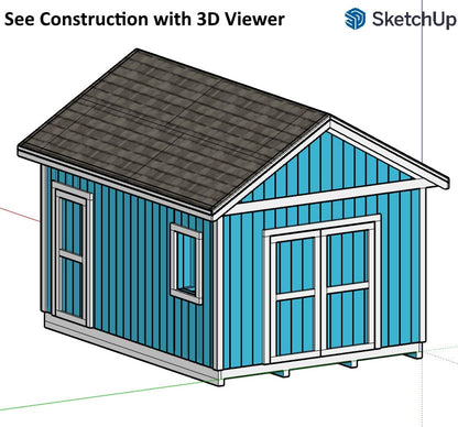 Garden Shed Plans, 12x16 Shed Plans, Barn Plans, Cabin Plans, Office Shed Plans, Backyard Shed Plan, Shed Blueprint DIY, 2 Door Shed, Storage Shed, Storage Barn Plan, Step by step build shed, easy to build shed plan, shed sketchup model