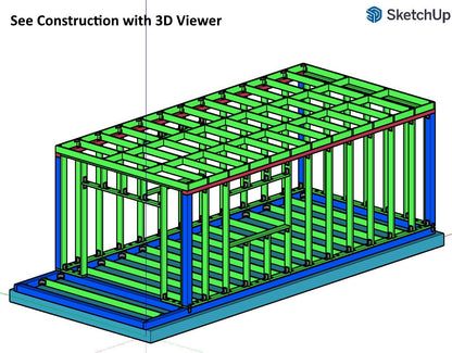 Tiny House Plan, 12x24 Small Office Plan, Tiny Office Plans, Modern Garden Room, Modular Office DIY Blueprints with  & Material List, Vacation Tiny House Plan, Tiny Holiday House, Small Holiday House  Plan, sketchup model, Child Play House Plan