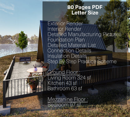 Modern A-Frame Tiny House Plan, A Frame Cabin Plans, Modern A-Frame House Plan | Custom A-Frame Cabin Plans for Tinyhouse Living, A Frame Tiny House Plan, Blueprint pdf plan, Aframe House, Small House Plan, step by step practice scheme, DIY House