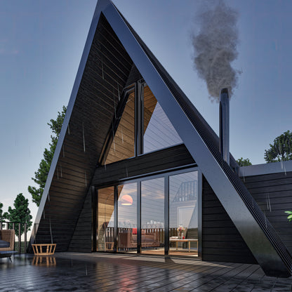 Modern A-Frame Tiny House Plan, A Frame Cabin Plans, Modern A-Frame House Plan | Custom A-Frame Cabin Plans for Tinyhouse Living, A Frame Tiny House Plan, Blueprint pdf plan, Aframe House, Small House Plan, Modern Cabin Plan, Modern A Frame Tiny