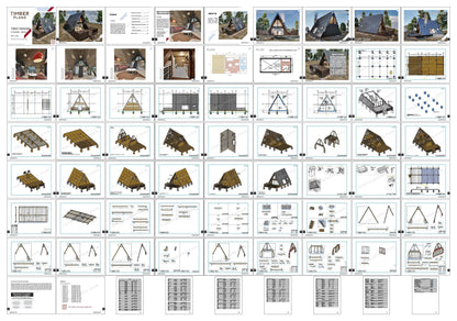 Modern A-Frame Tiny House Plan, A Frame Cabin Plans, Modern A-Frame House Plan | Custom A-Frame Cabin Plans for Tinyhouse Living, A Frame Tiny House Plan, Blueprint pdf plan, Aframe House, Small House Plan, Modern Cabin Plan, Modern A-Frame Tiny