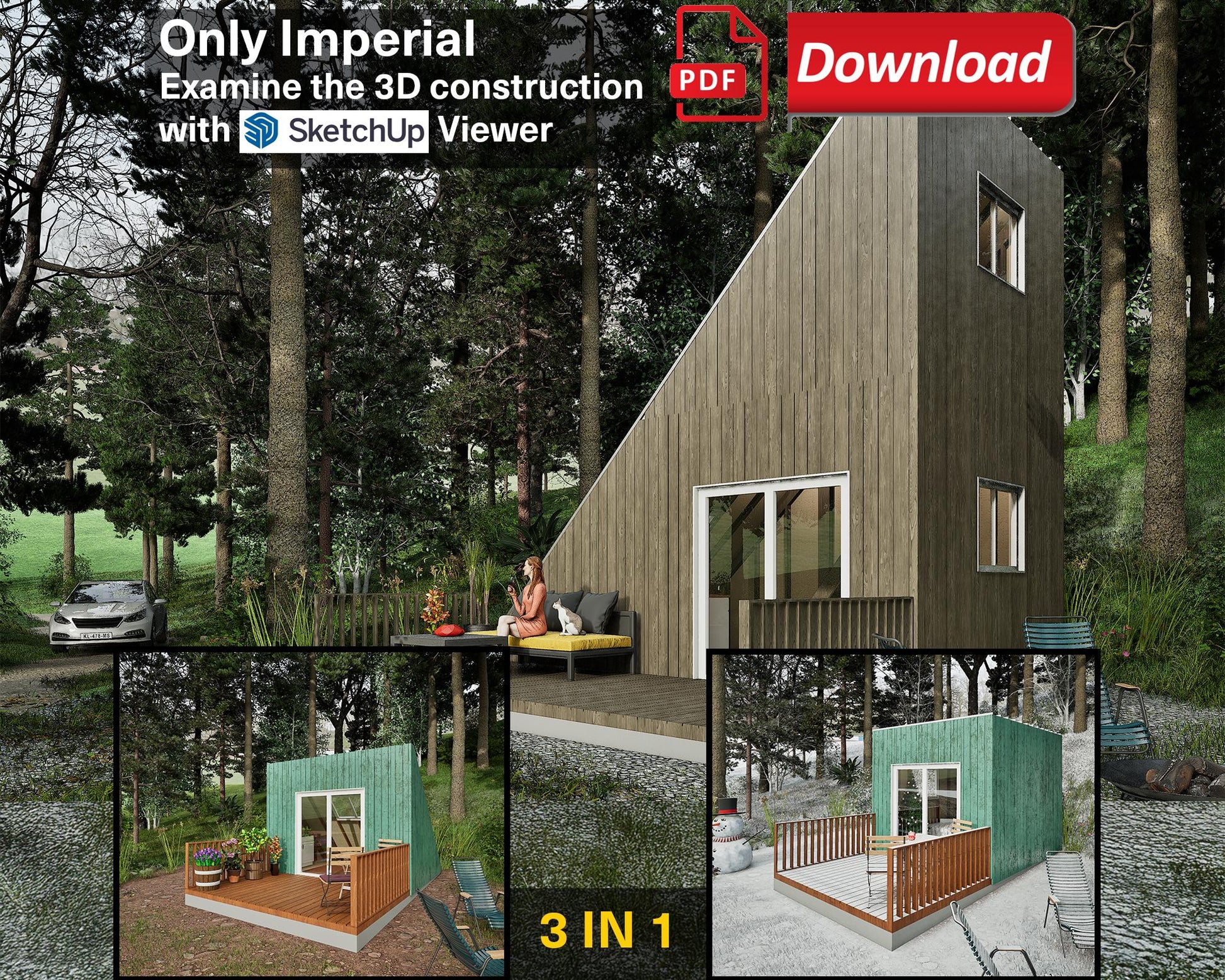 Modular Tiny House Plan, Cube Cabin Plans, Changeable & Expandable Tiny House Plan, Easy to Build House Plans, Two Storey House Plan, Vacation TinyHouse, Vacation Cabin Plans, Modular Cabin, Custom Cabin, Customizable Tiny House, Customizable Cabin
