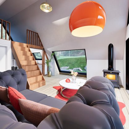 Modern A-Frame Tiny House Plan, A Frame Cabin Plans, Modern A-Frame House Plan | Custom A-Frame Cabin Plans for Tinyhouse Living, A Frame Tiny House Plan, Blueprint pdf plan, Aframe House, Small House Plan, Modern Cabin Plan, Modern A Frame Render