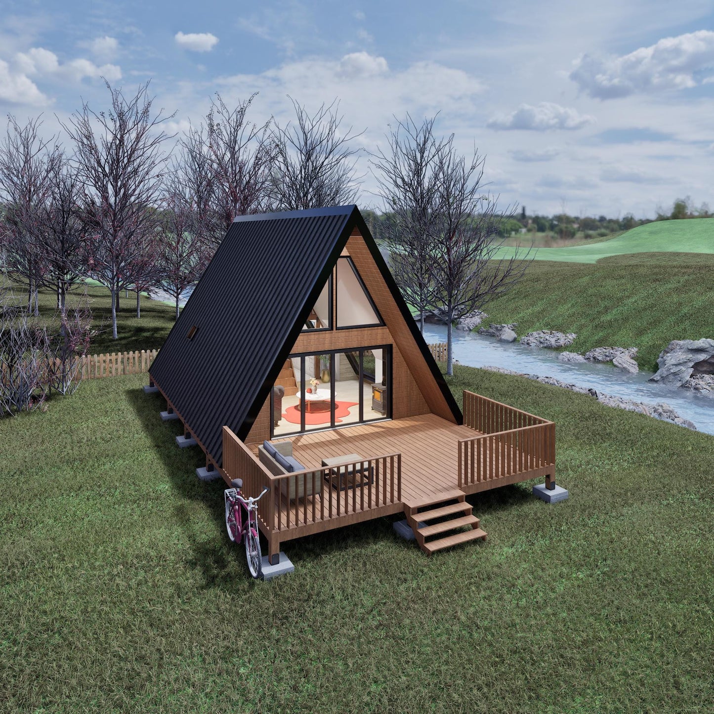 A Frame House Plan, A Frame Cabin Plans, Modern A Frame House Plan, Tiny House Plans With Loft, Cabin Plans for Tiny House Living