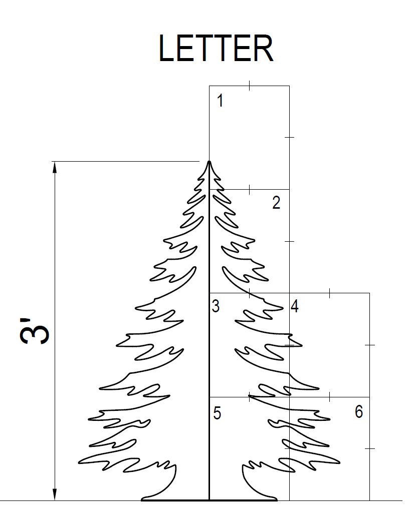 3ft Christmas Tree Silhouette Template (PDF)