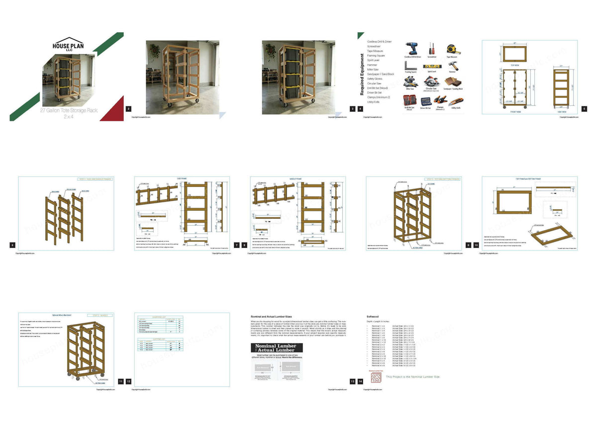 DIY Rolling Tote Storage Rack Plans | 27 Gallon 8-Bin Garage Organizer